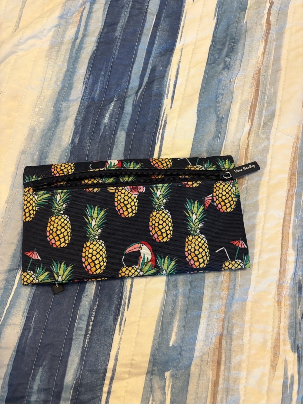 Vera Bradley Navy Pineapple & Toucan Zip Pouch